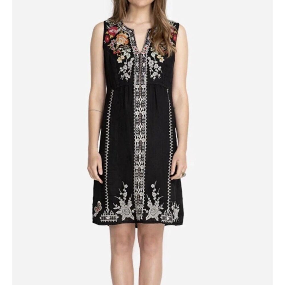 NWT Johnny Was “Izora” Black Embroidered Dress Button Down SMALL